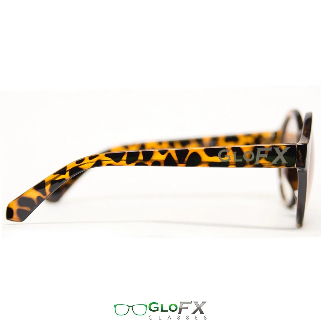 GloFX Round Tortoise Shell Diffraction Glasses - Amber Tinted