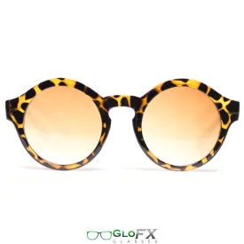 GloFX Round Tortoise Shell Diffraction Glasses - Amber Tinted