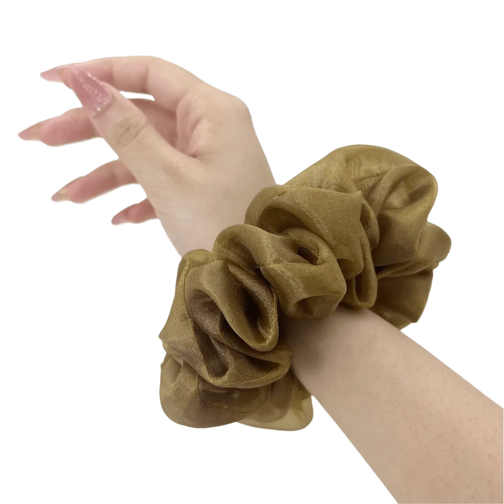 Glossy Gold Organza Scrunchie