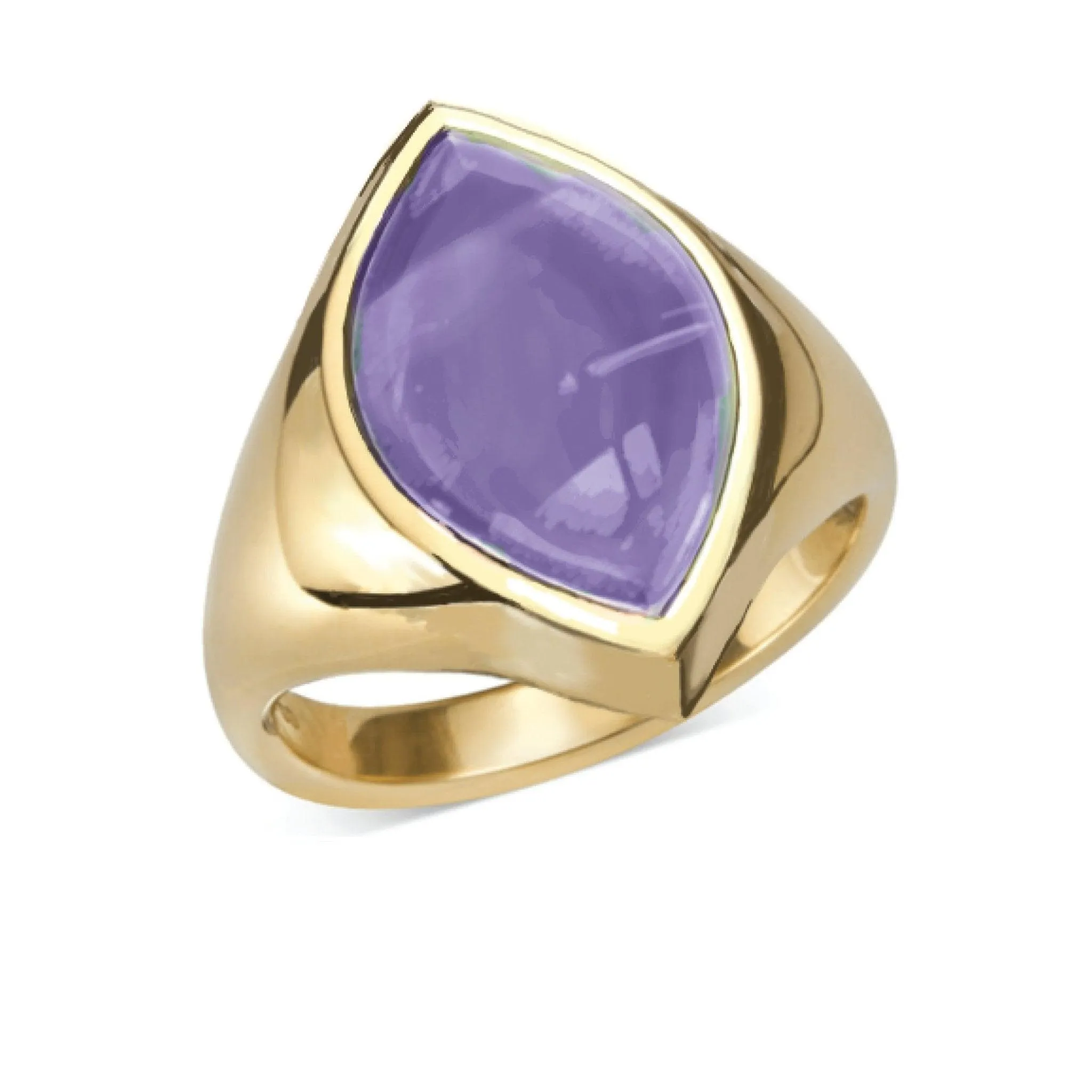 Gold Custom Amethyst Engraved Bishop Ring