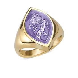 Gold Custom Amethyst Engraved Bishop Ring