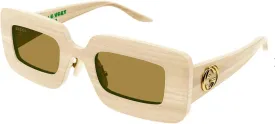 Gucci Oversized Rectangle Frame Sunglasses Beige/Brown