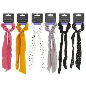 Hair Scarf Scrunchies - Single Assorted Stylish Hair Accessory Soft Fabric Patterns Hairstyling