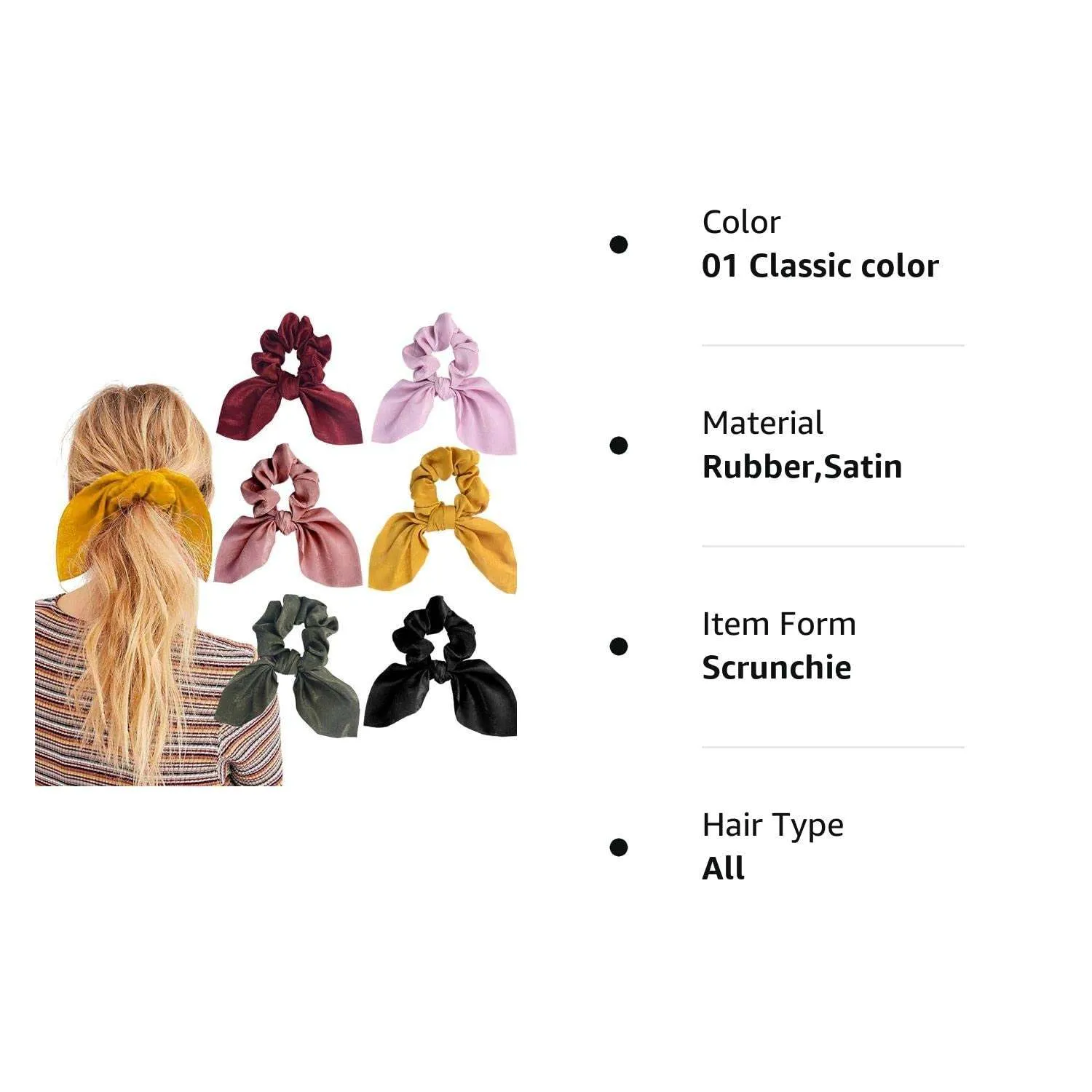 Hair Scrunchies Satin Silk Hair Ties 6PCS