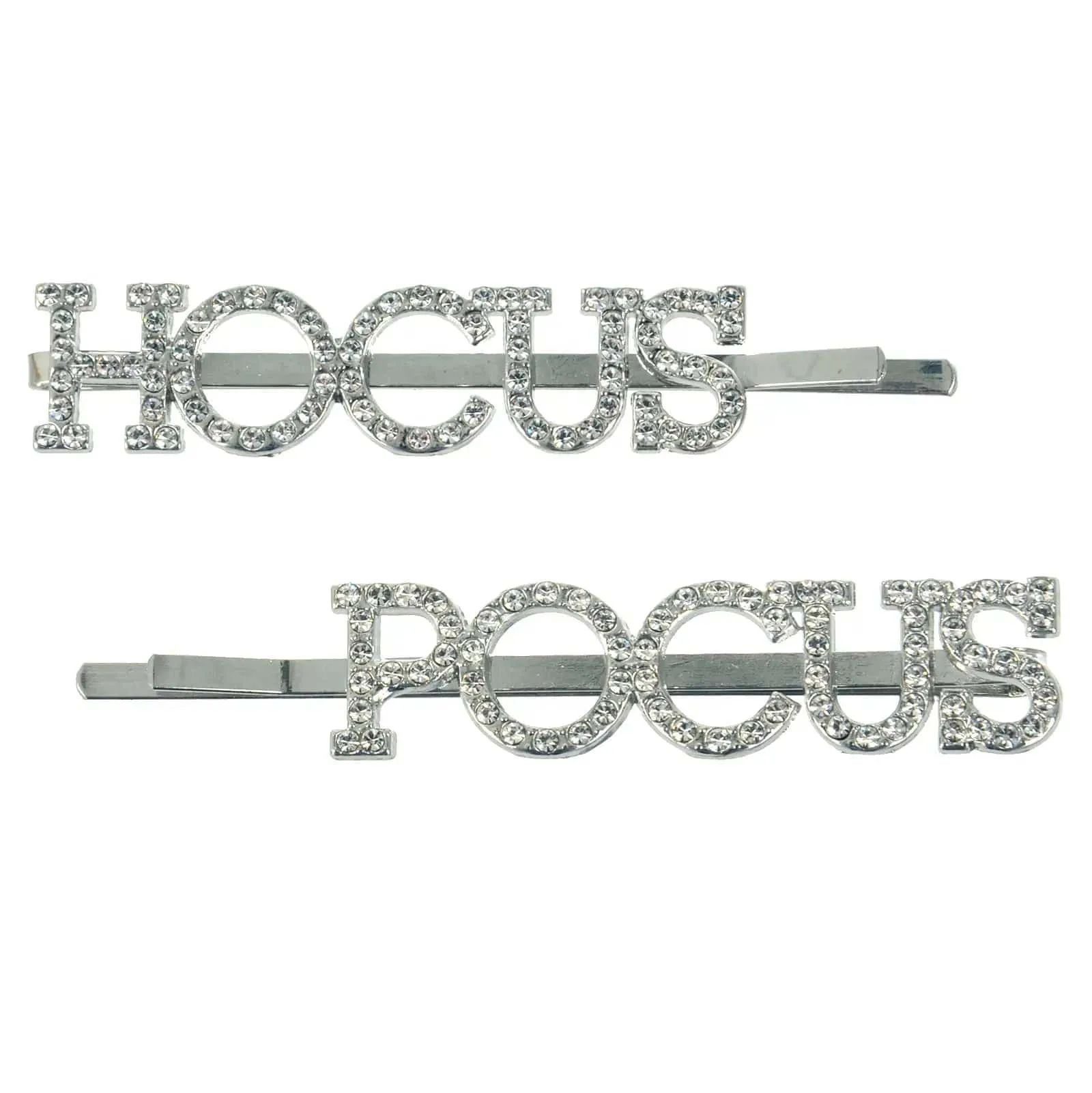 Halloween Hair Slides Set Silver Diamante Letters Slogan Clips