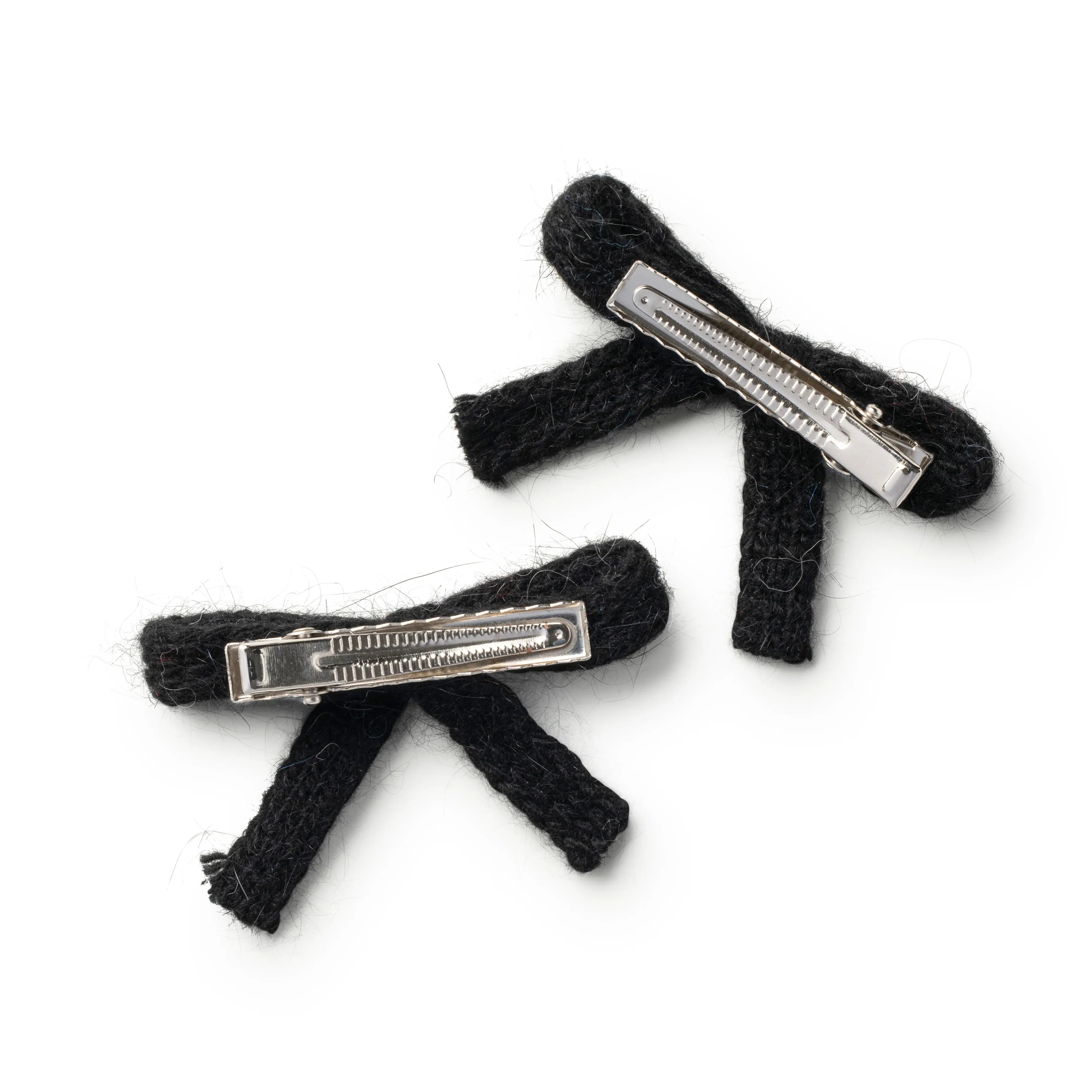 Halo Luxe Avery Ribbed Knit Double Clip Set - Black