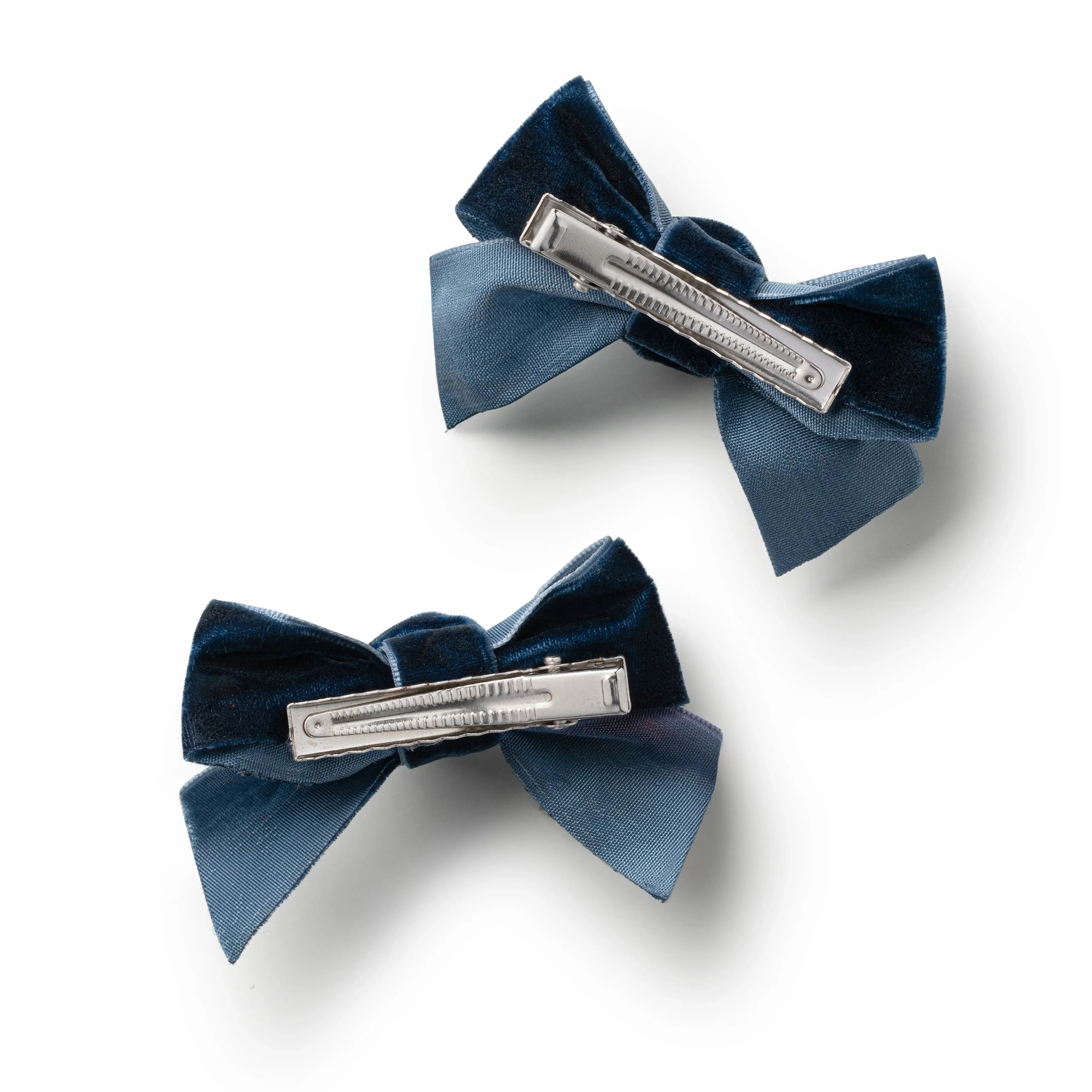 Halo Luxe Rosette Velvet Double Clip Set - Navy