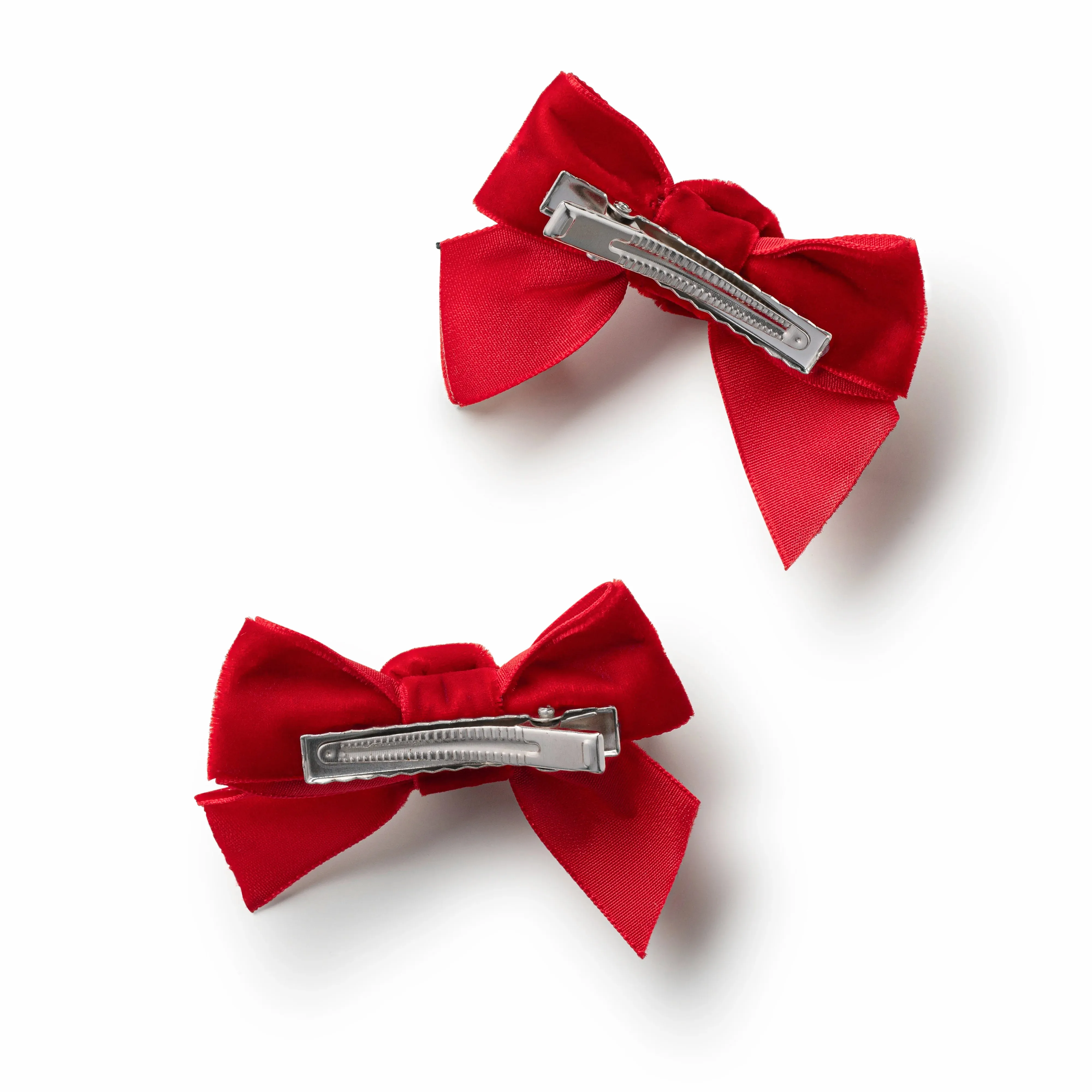 Halo Luxe Rosette Velvet Double Clip Set - Red