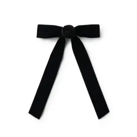 Halo Luxe Rosette Velvet Long Tail Clip - Black