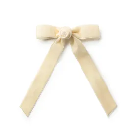 Halo Luxe Rosette Velvet Long Tail Clip - Cream