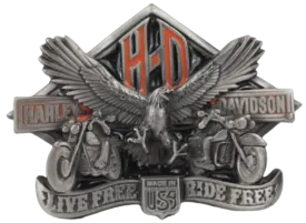 Harley Davidson Live Free Ride Free Made in USA Belt Buckle