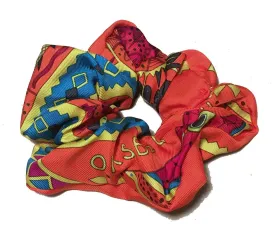 Hermes Handmade Ors Bleus d'Afrique Silk Scarf Scrunchie