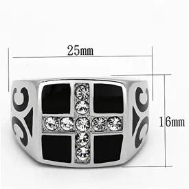 High polished (no plating) Stainless Steel Ring with Top Grade Crystal in Clear for Women Style TK1179