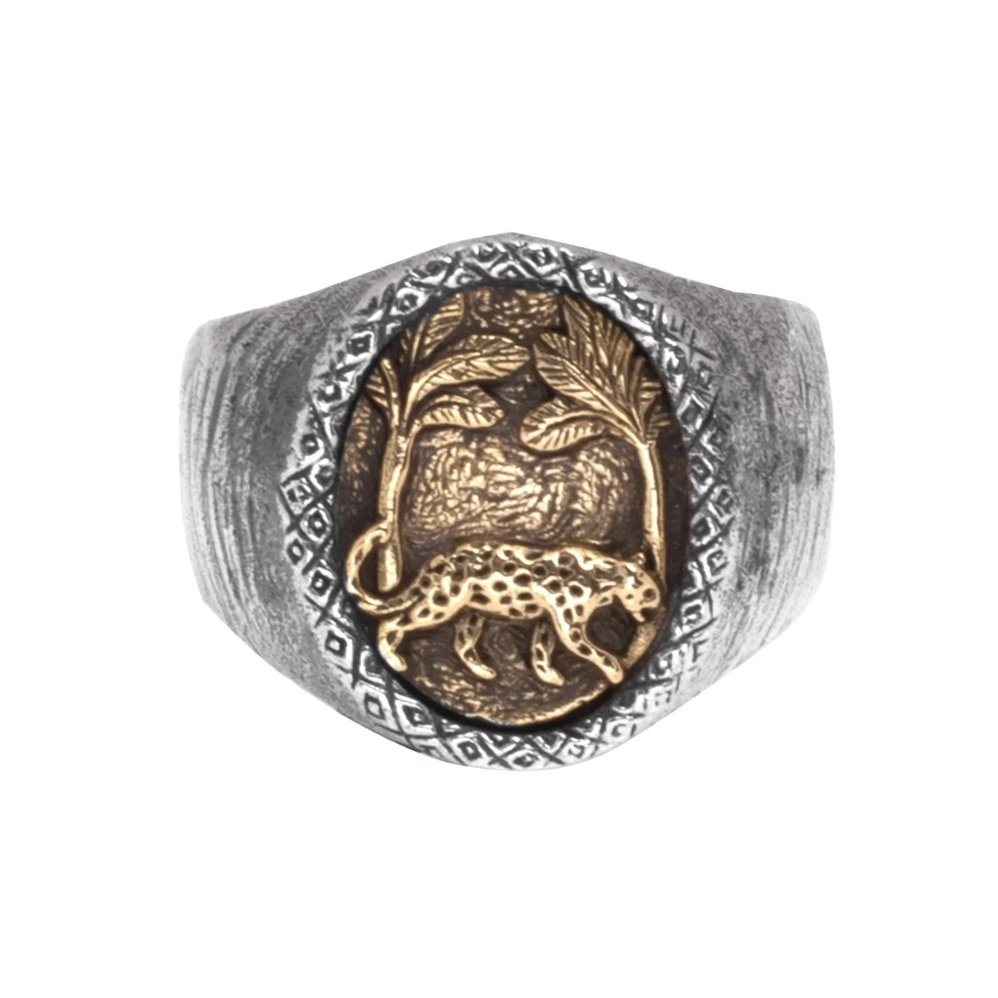 HUTAN RING | 925 STERLING SILVER W/BRASS EMBLEM