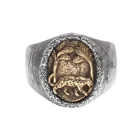 HUTAN RING | 925 STERLING SILVER W/BRASS EMBLEM