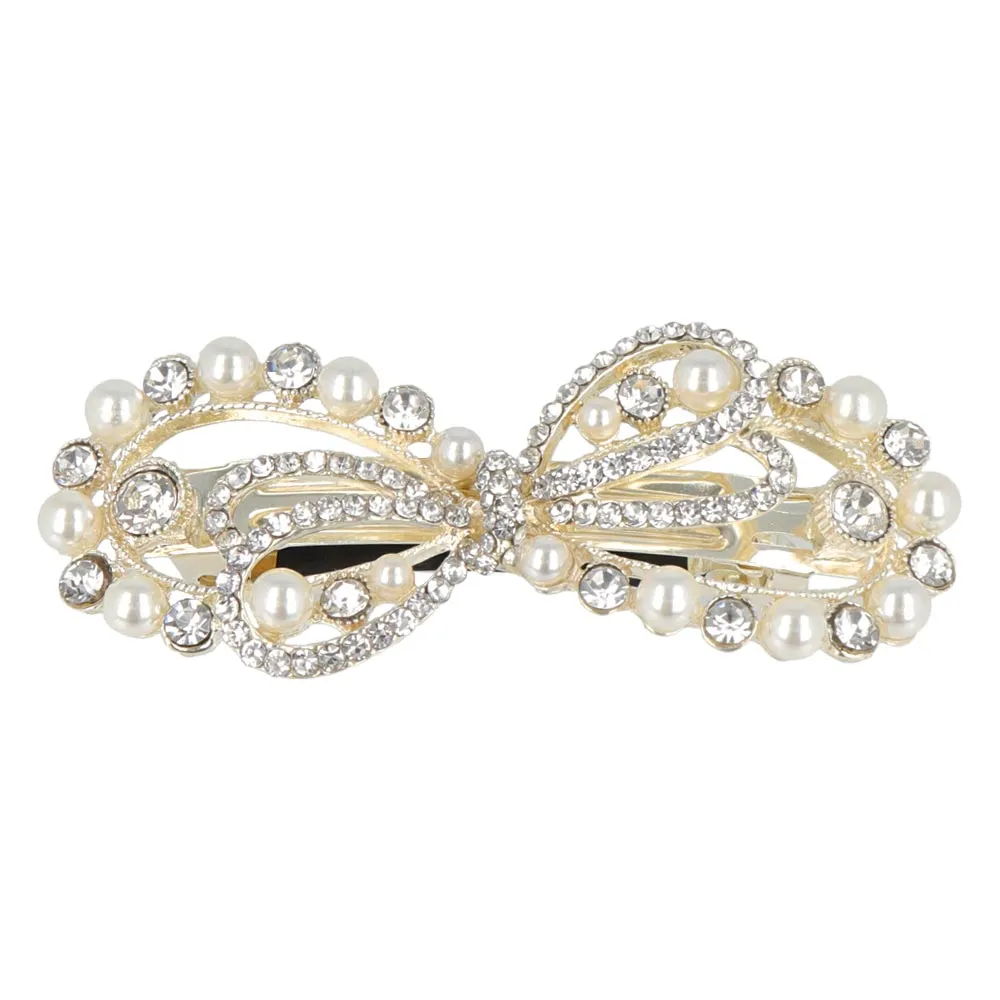 Jeweled Bow Hair Barrette