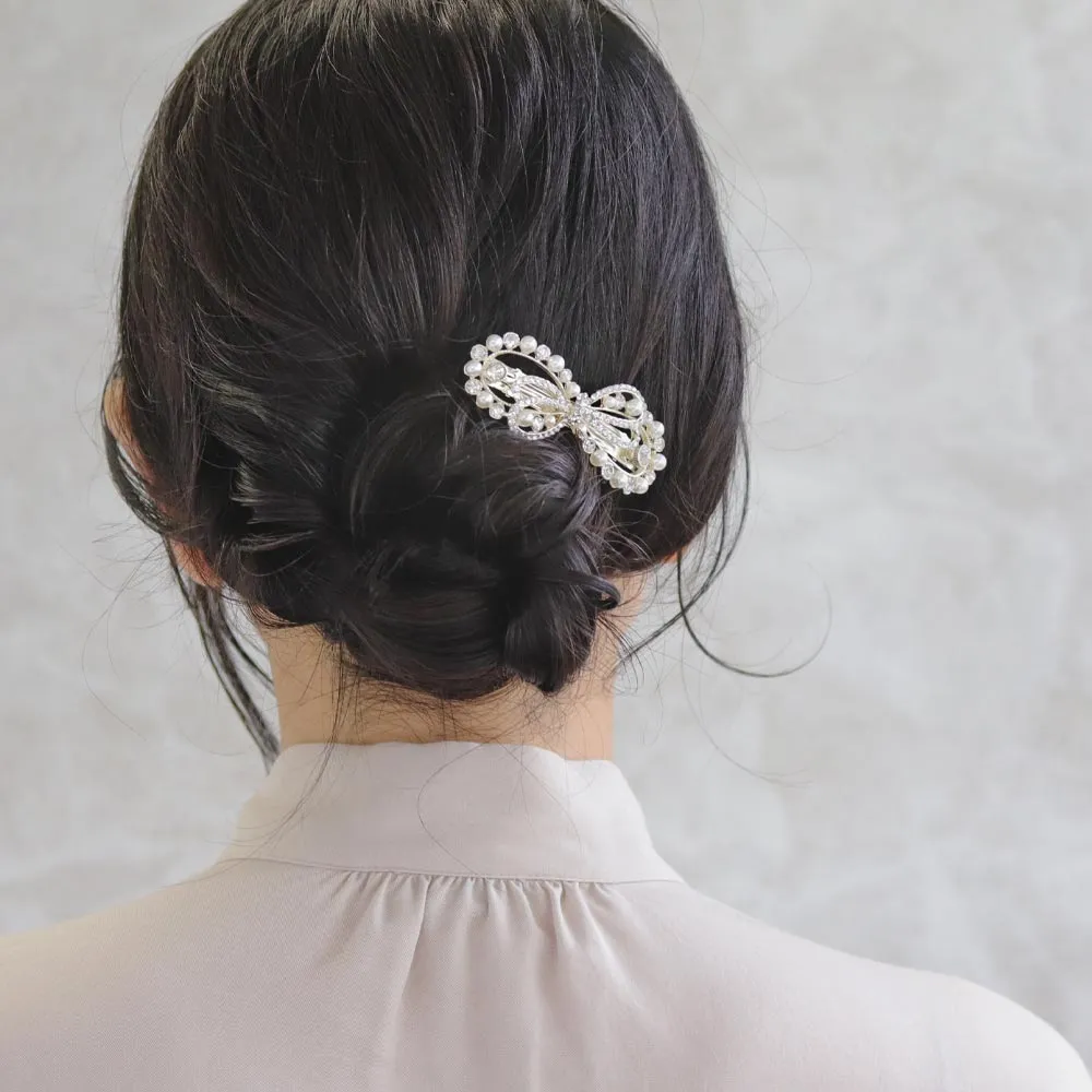 Jeweled Bow Hair Barrette