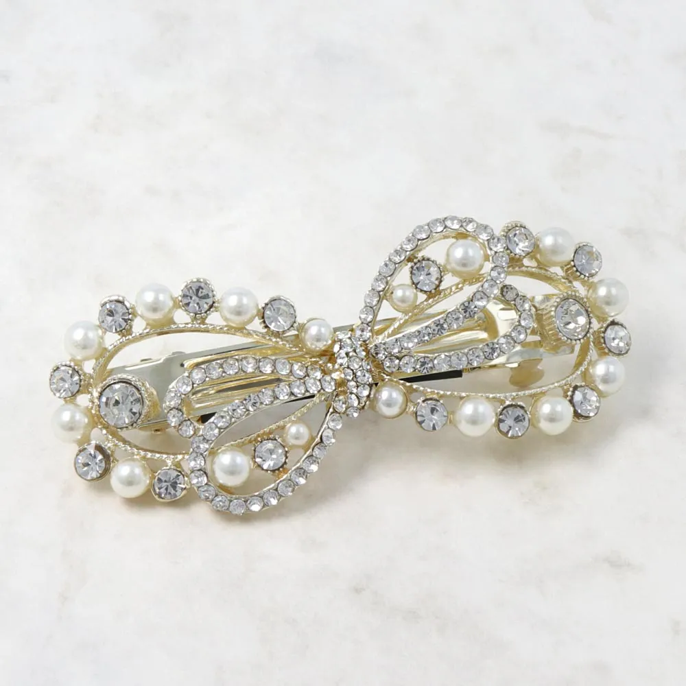 Jeweled Bow Hair Barrette