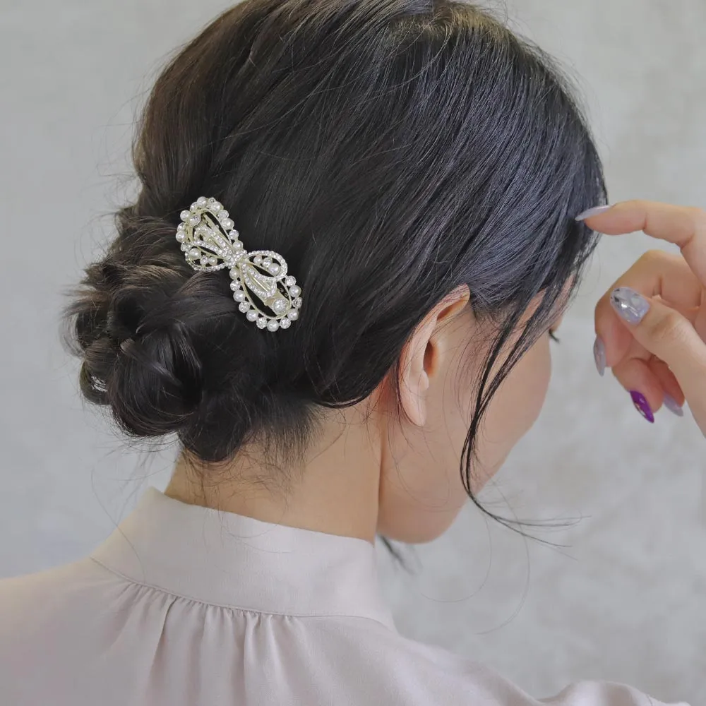 Jeweled Bow Hair Barrette