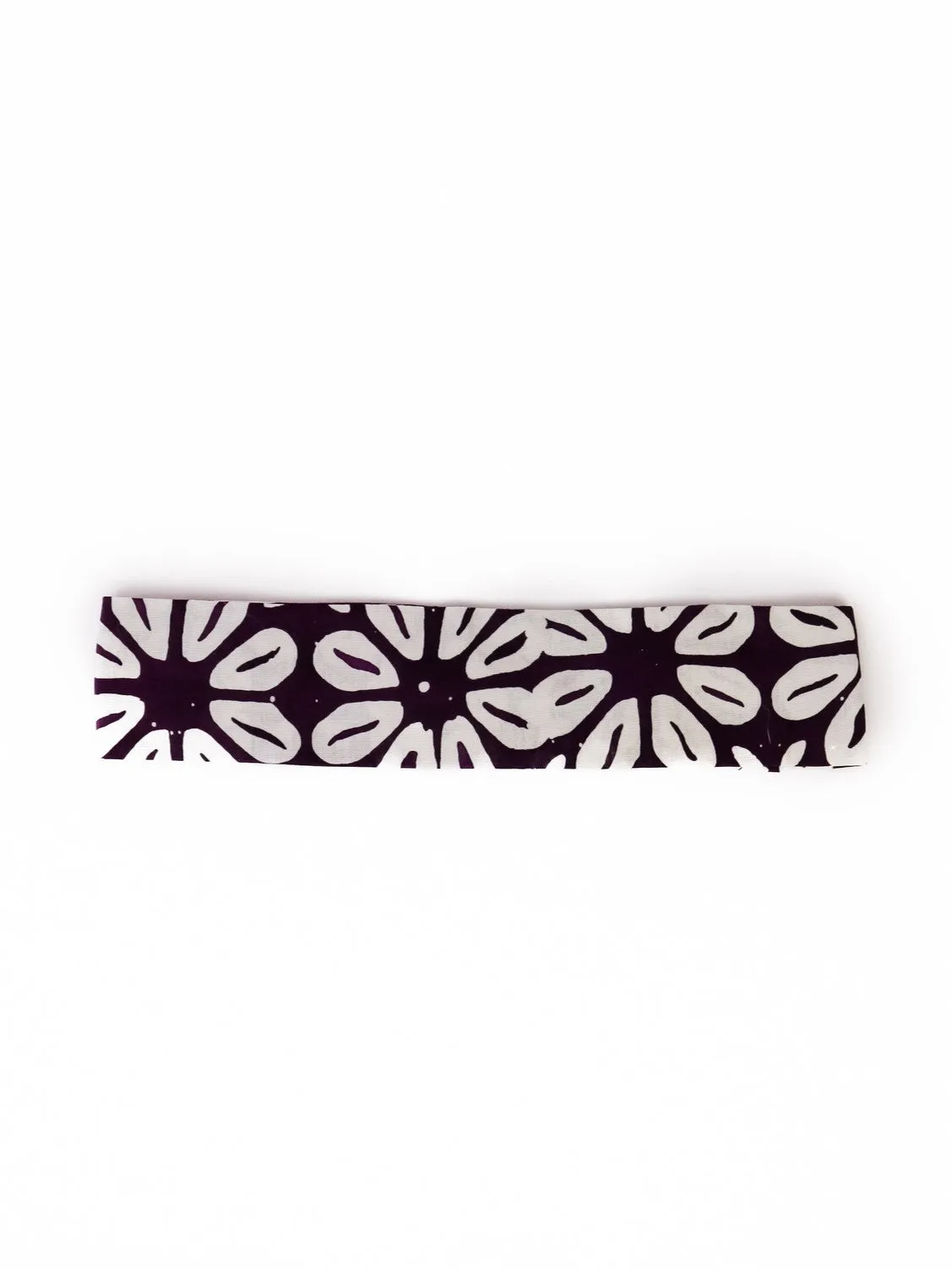 JUST MAR'S Hand Stamped Batik Headband in Dark Purple