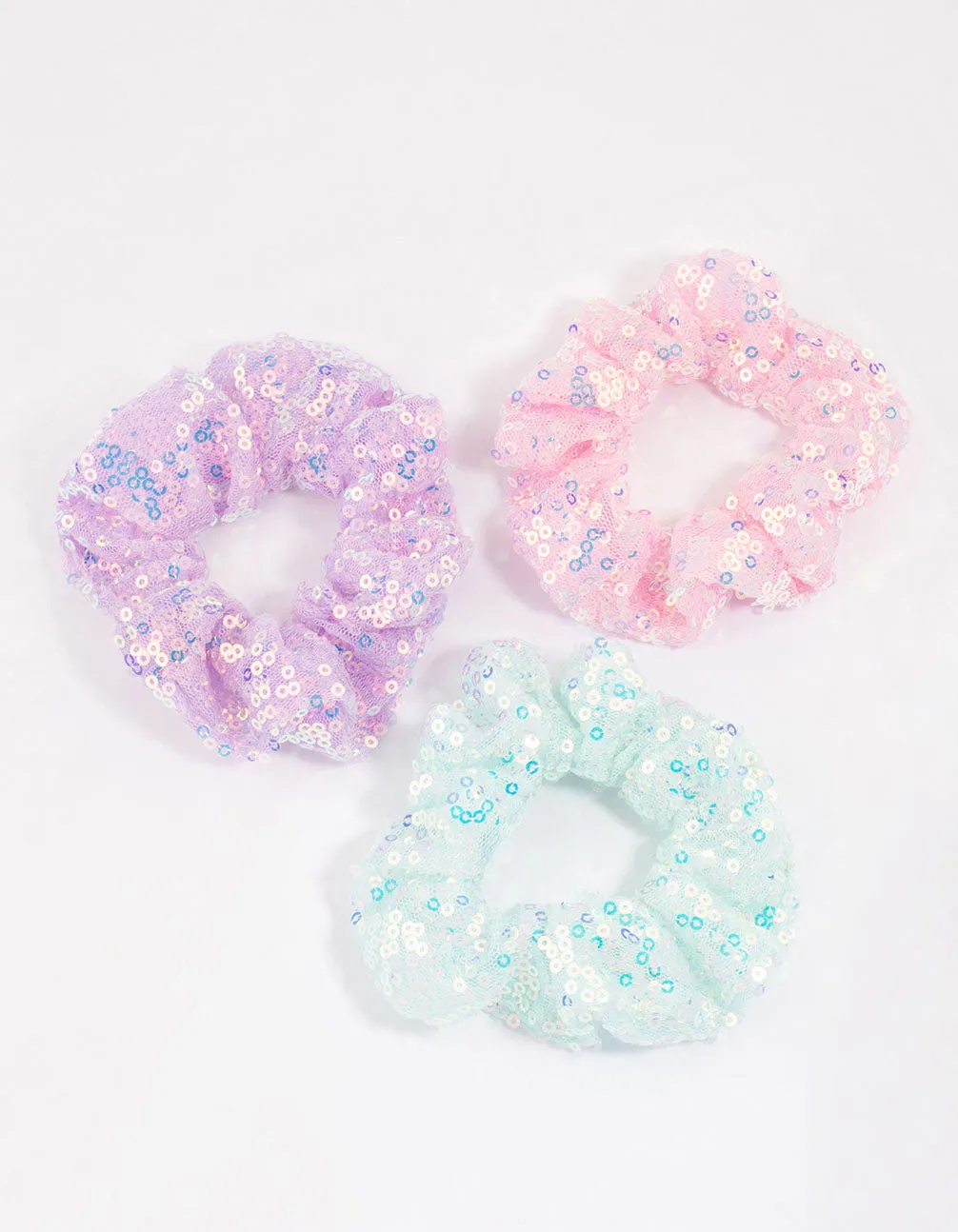 Kids Mixed Sequined Pastel Hair Scrunchies Pack