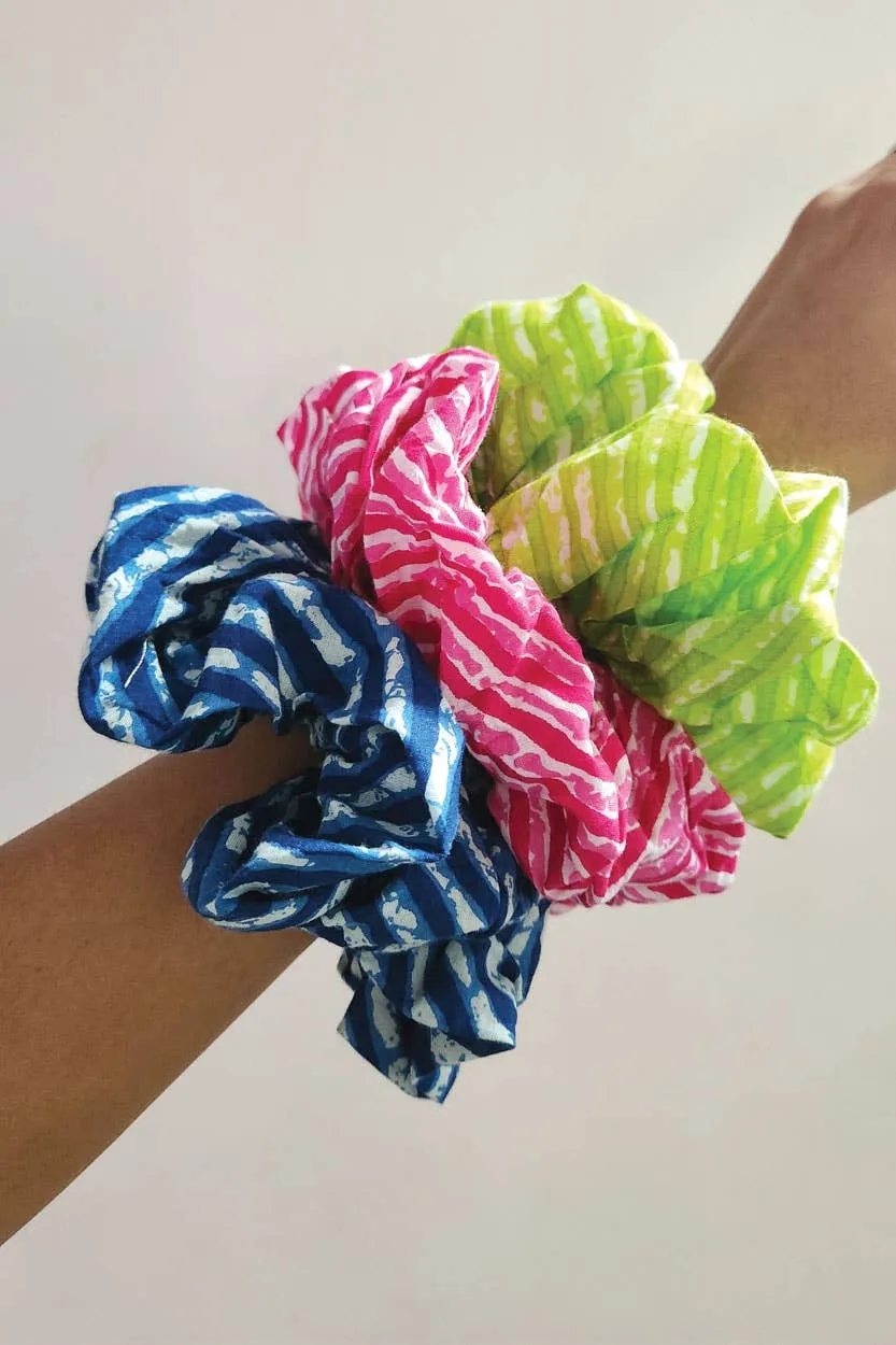 Leheria Cotton Scrunchies, Set of 3, India