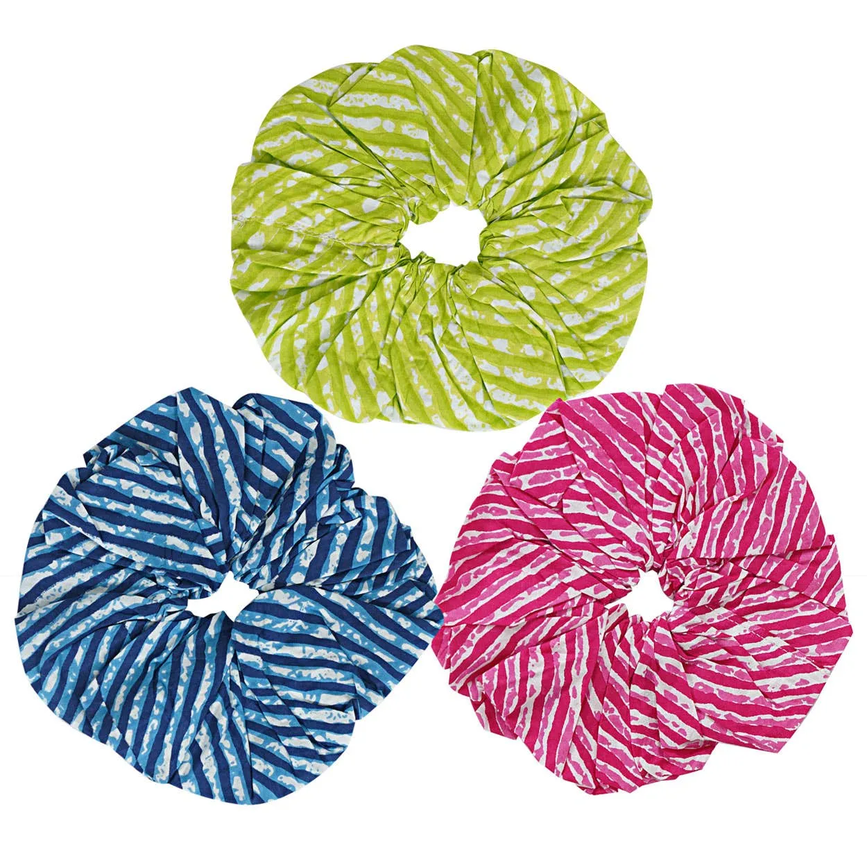 Leheria Cotton Scrunchies, Set of 3, India