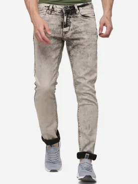 Light Grey Narrow Fit Solid Jeans | Greenfibre