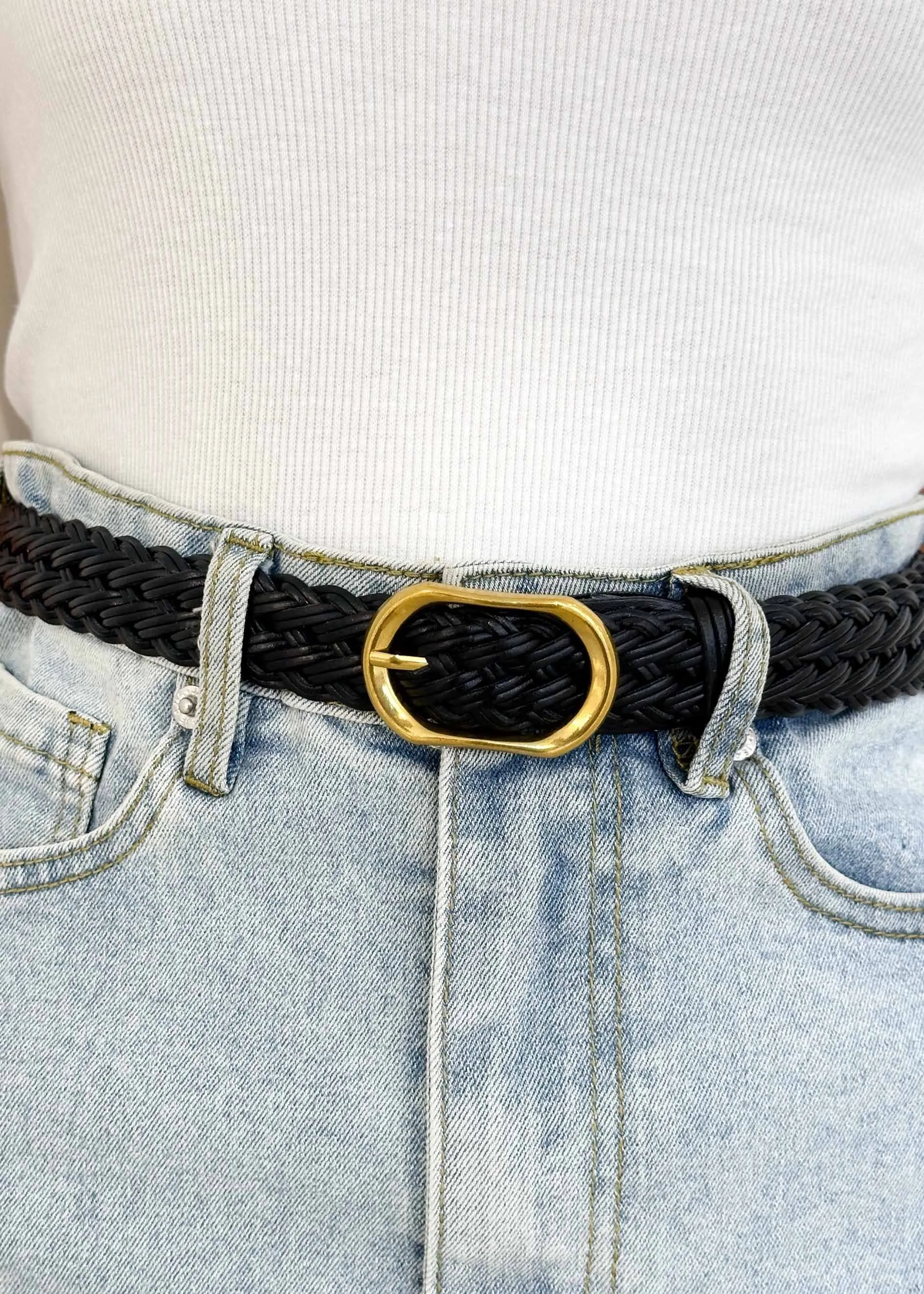 Limorsa Leather Braided Belt - Black