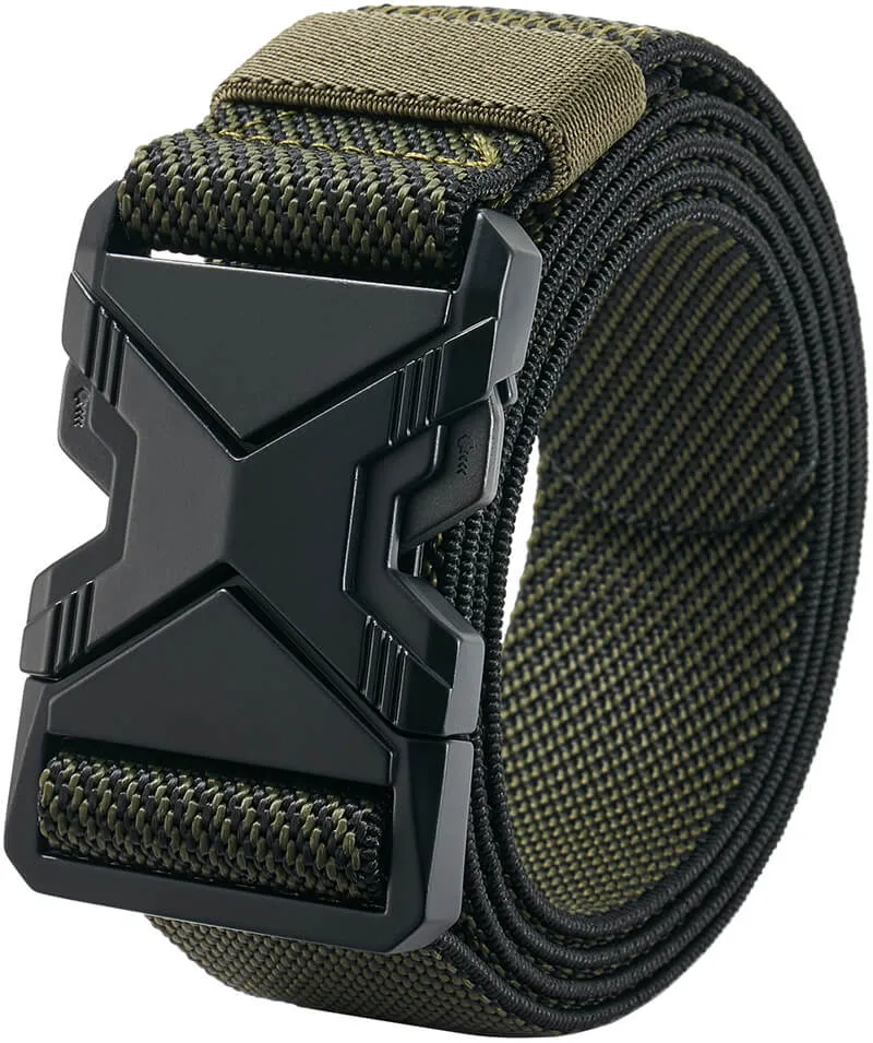 LionVII Tactical Belt, Elastic Stretch Military 1.5" Web Belt with Heavy Duty Quick Release Buckle for Waist Size Below 48"