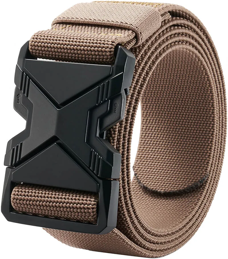 LionVII Tactical Belt, Elastic Stretch Military 1.5" Web Belt with Heavy Duty Quick Release Buckle for Waist Size Below 48"