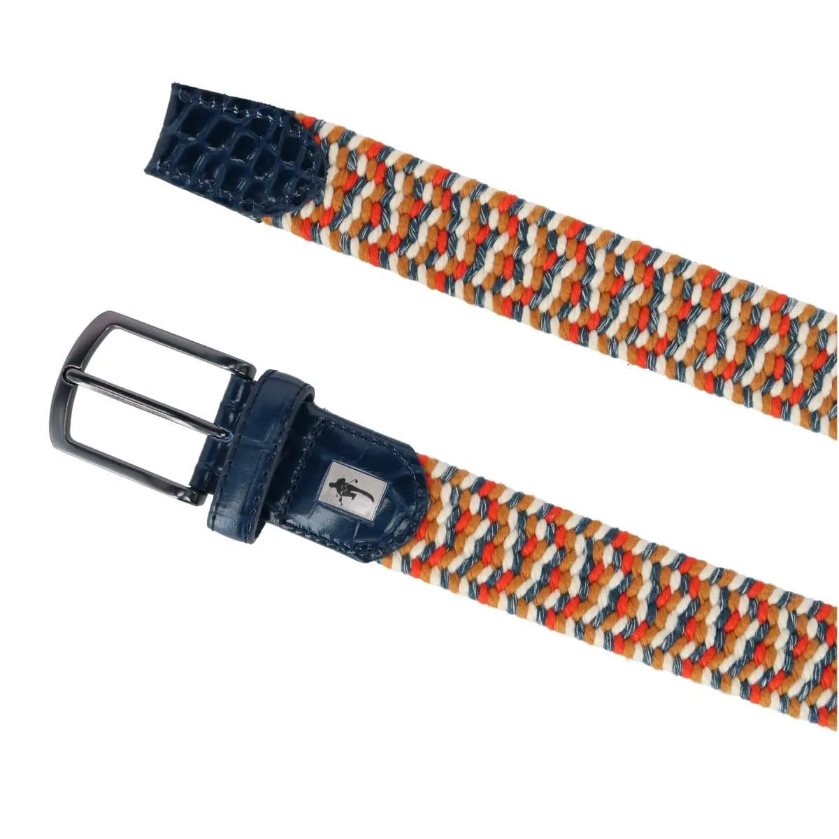 Mad Golfer Men's Mad Golfer Braided Elastic Belt with Croc Print Leather Tabs