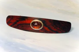 Medium Genuine Baltic Amber barrette, Cocobolo Rosewood Gemstone Barrette