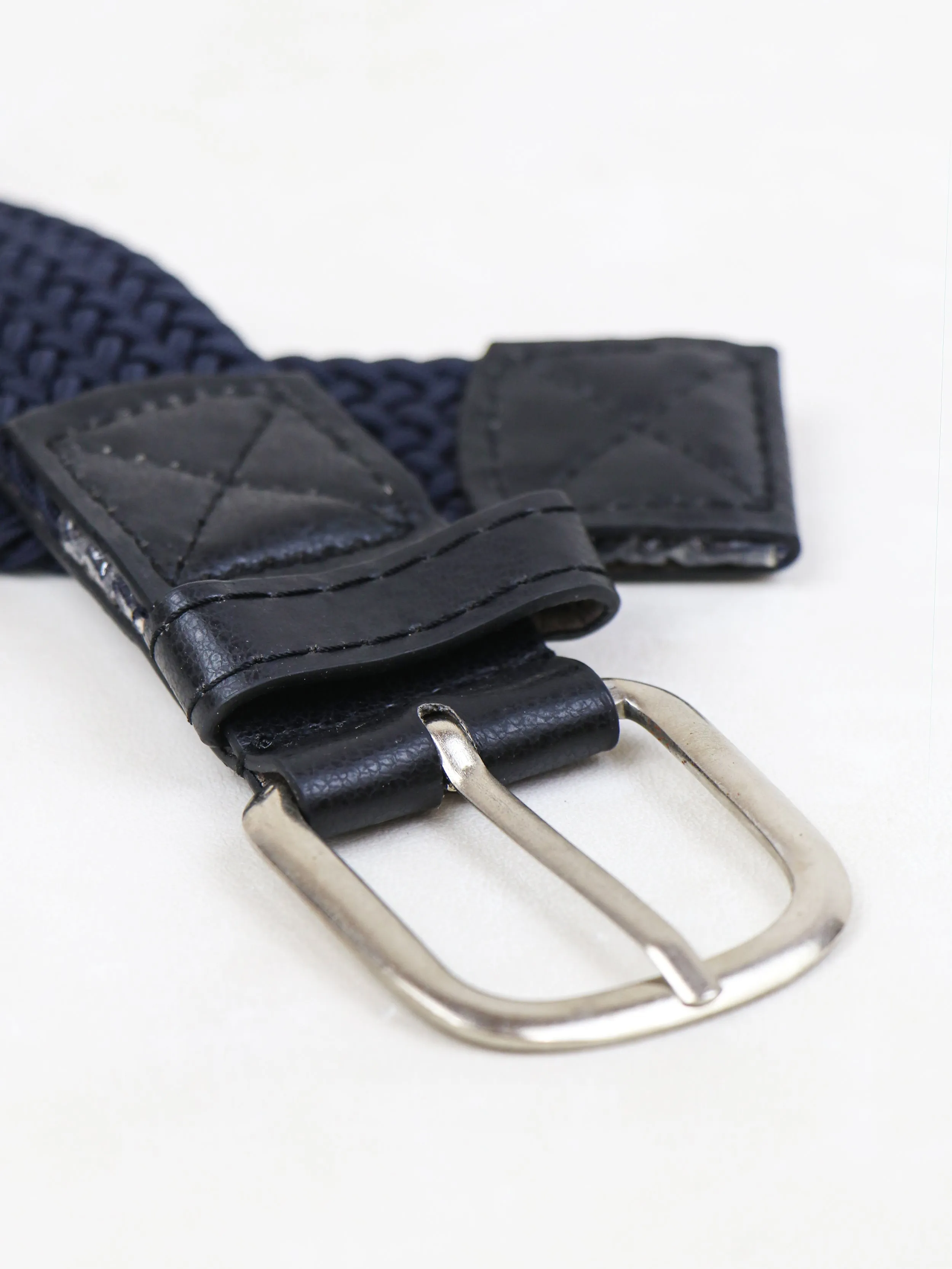 Men Canvas Elastic Fabric Woven Stretch Braided Belt Blue