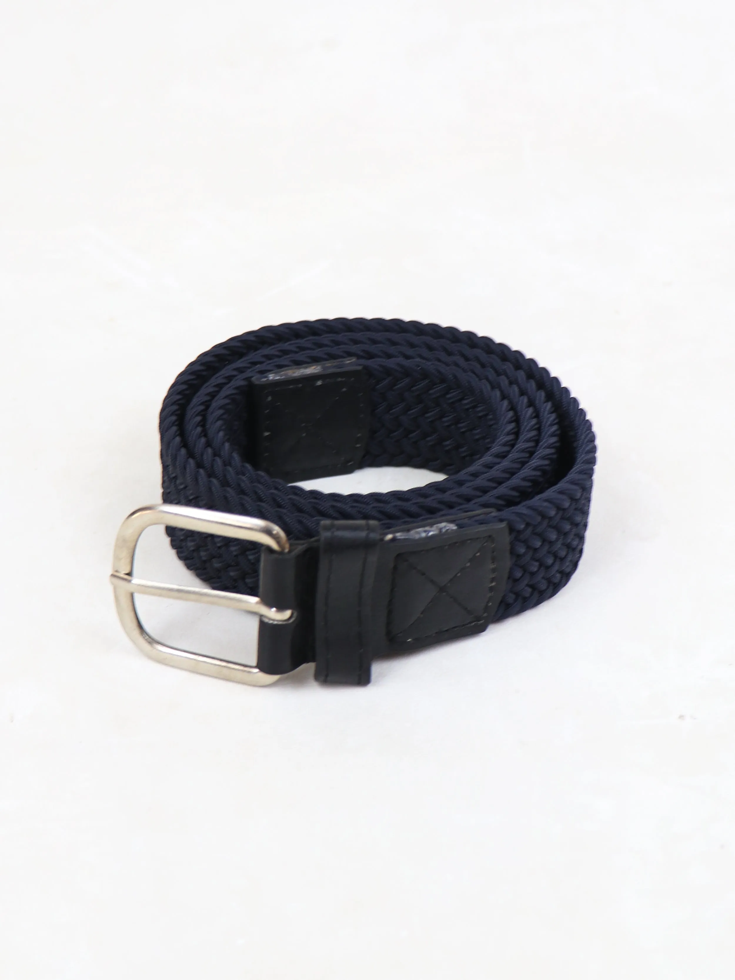 Men Canvas Elastic Fabric Woven Stretch Braided Belt Blue