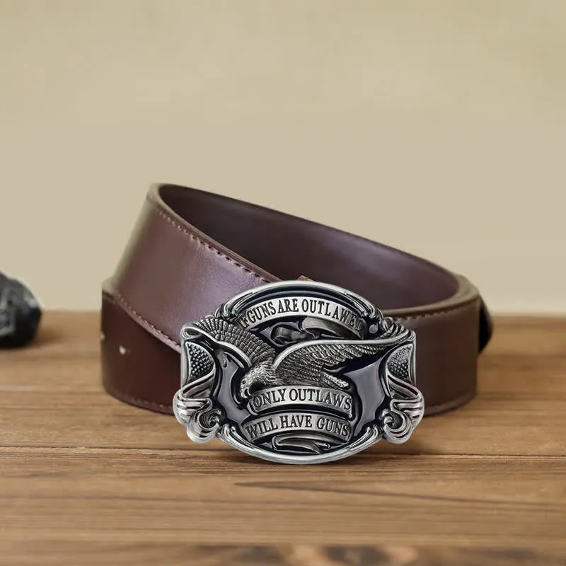 Men's DIY Soaring Eagle Statement Buckle Leather Belt