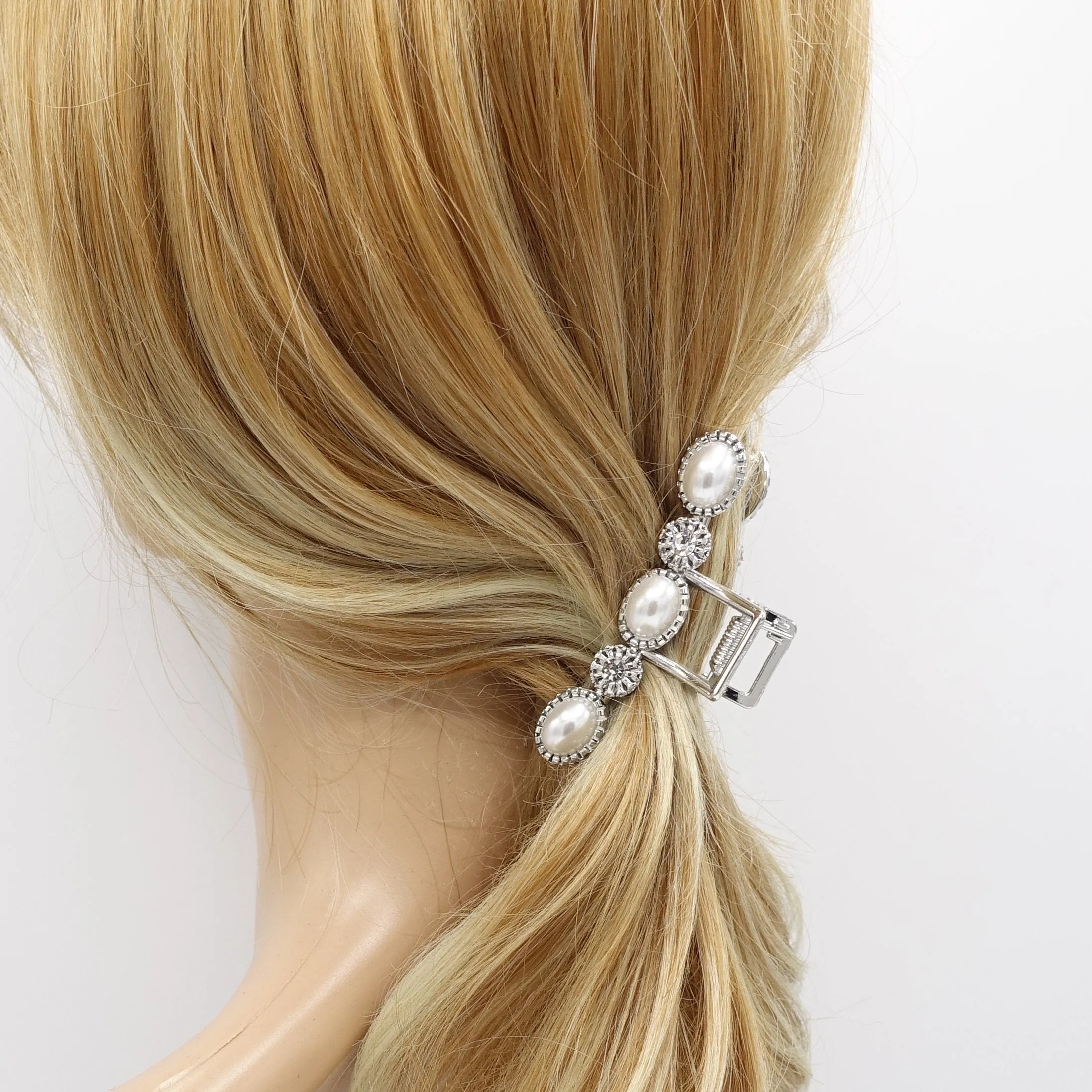 metal hair claw, pearl hair claw, trendy hair claw for women