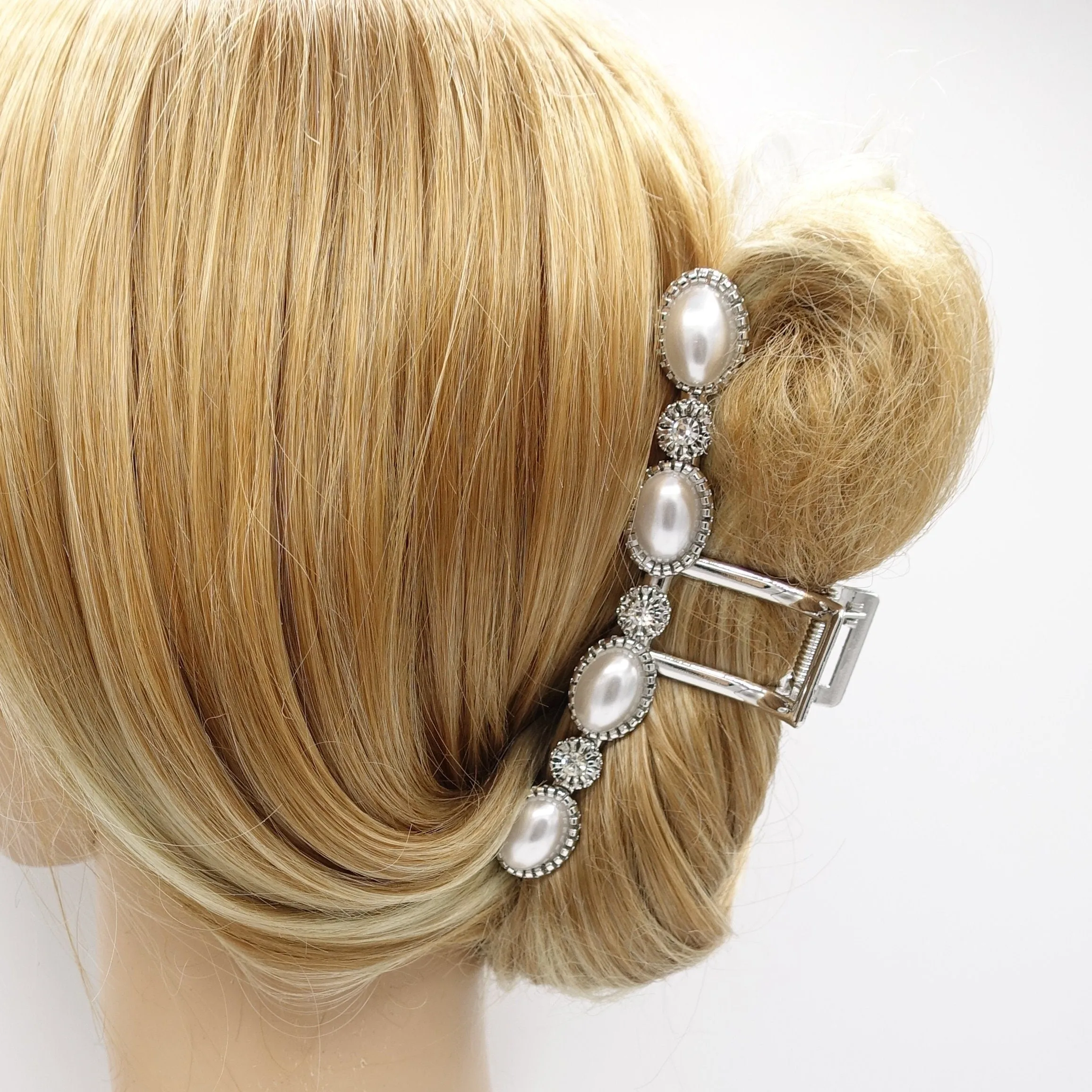 metal hair claw, pearl hair claw, trendy hair claw for women