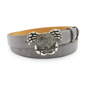 Mid Grey Narrow Lucertola Crystal Crab Belt