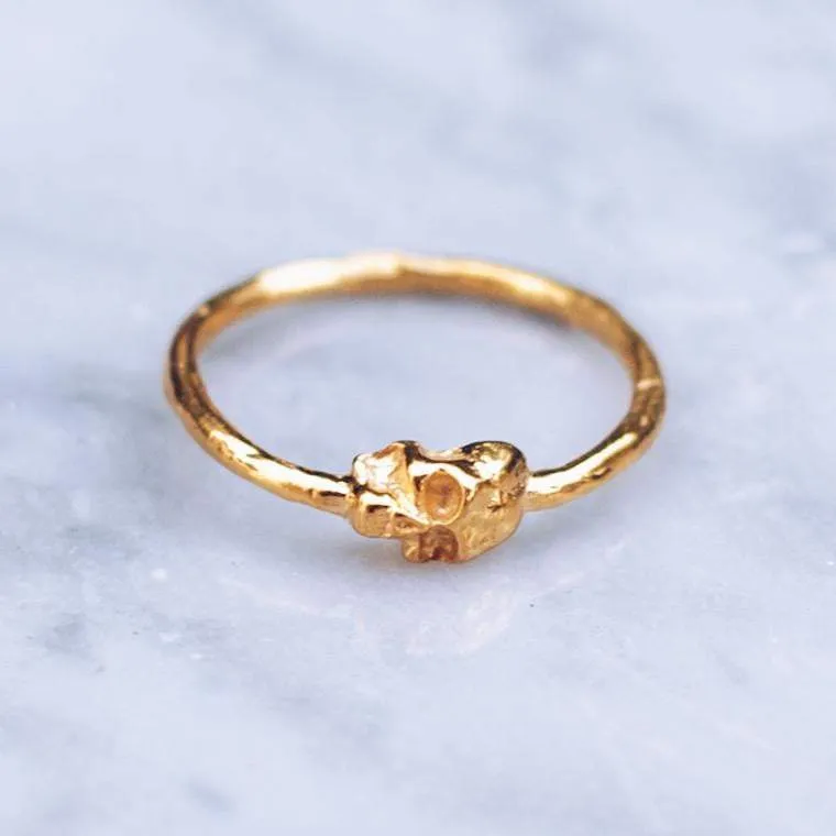 MINI JIVE SKULLS RING | 24K GOLD PLATED