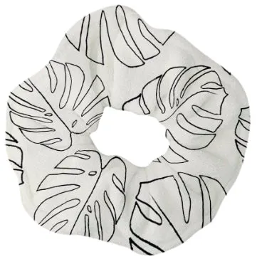 Monstera Outline Towel Scrunchie, Set of 2