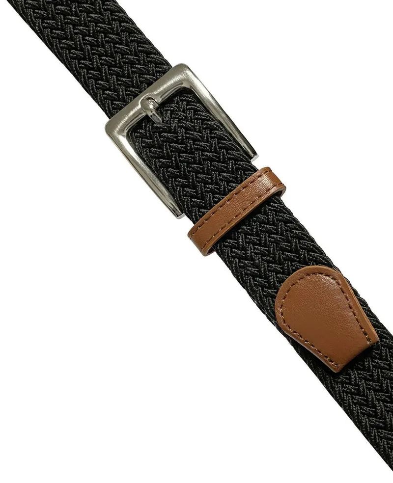 MROYALE™ Braided Canvas Belt | Elastic Stretch, Woven Fabric Men's Belt w/ Metal Buckle