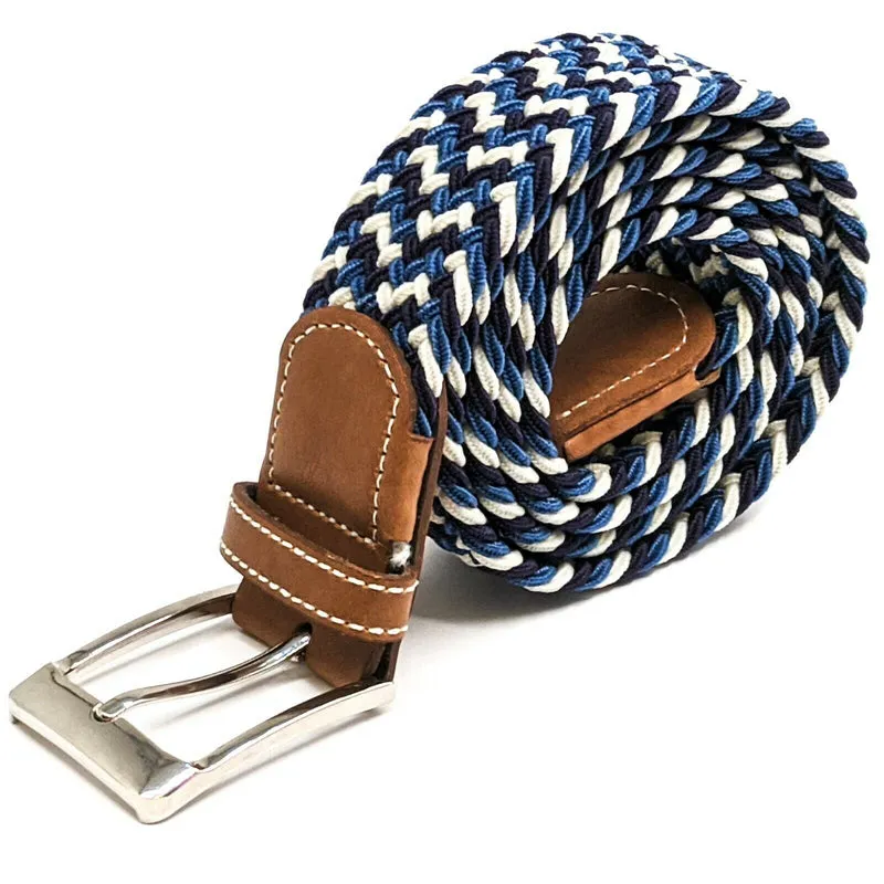 MROYALE™ Braided Canvas Belt | Elastic Stretch, Woven Fabric Men's Belt w/ Metal Buckle