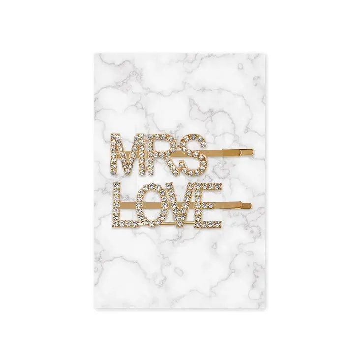 Mrs Love Rhinestone Hair Clips