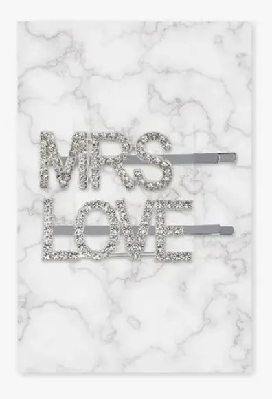 Mrs Love Rhinestone Hair Clips