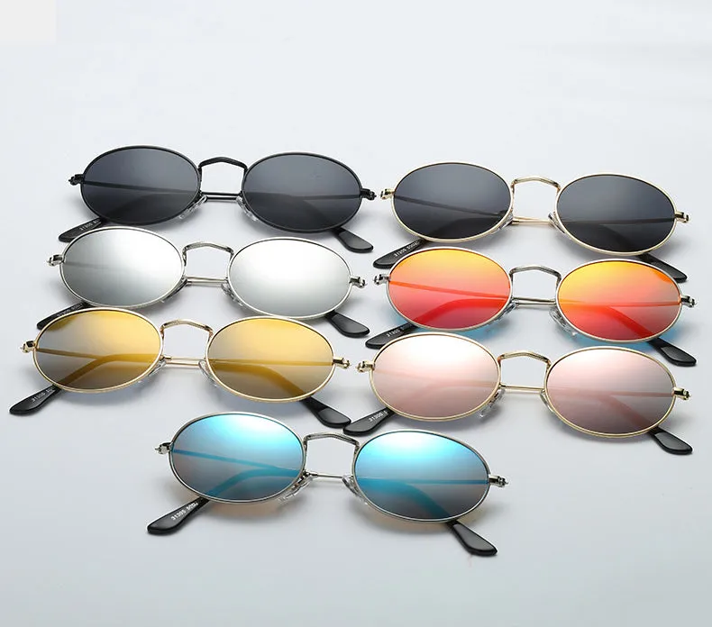 Oval Alloy Frame Retro Sunglasses