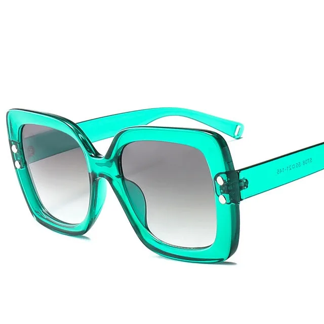 Oversized Sunglasses Women Luxury Transparent Gradient Sun Glasses Big Frame Vintage Eyewear UV400 Glasses(Green)