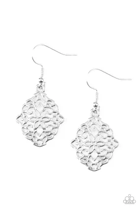 Paparazzi Earring ~ Flirty Florals - Silver