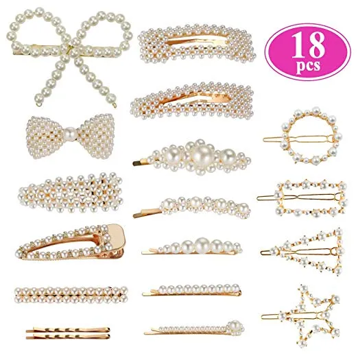 Pearl Hair Barrettes for Women Girls