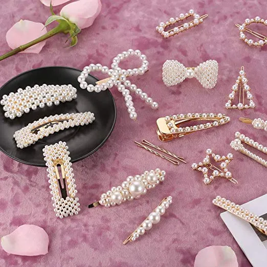 Pearl Hair Barrettes for Women Girls